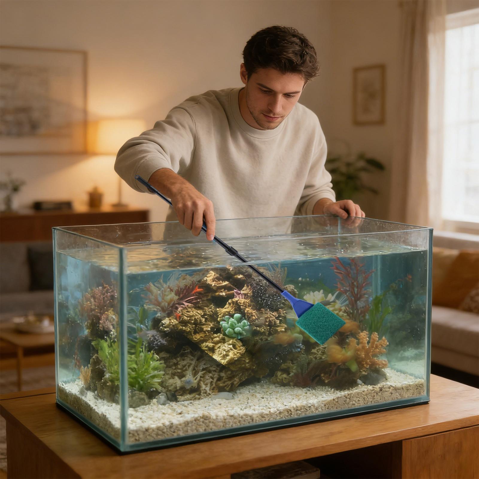 طقم تنظيف حوض السمك بمقبض طويل - مراجعة Aquarium Fish Betta وسعره