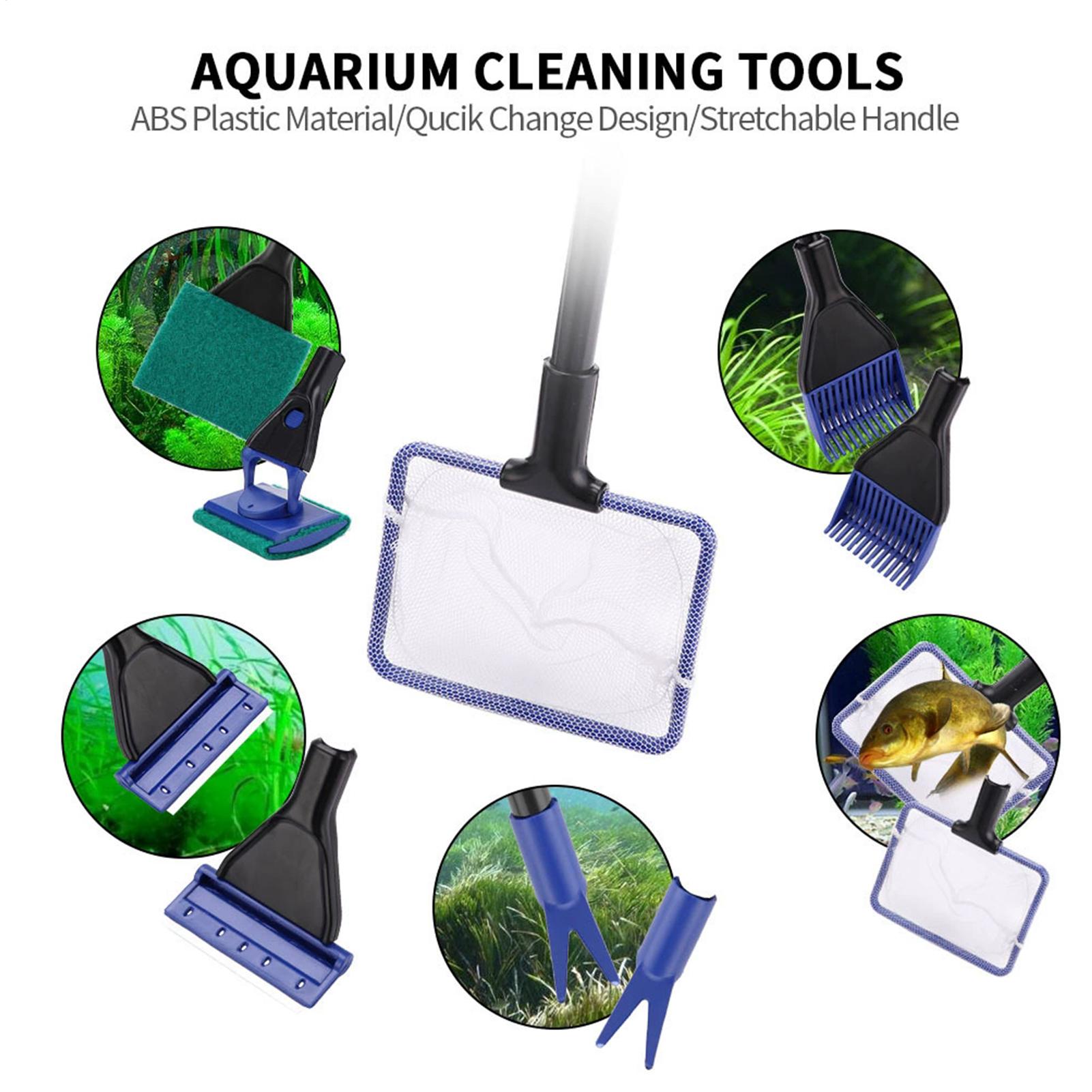 طقم تنظيف حوض السمك بمقبض طويل - مراجعة Aquarium Fish Betta وسعره